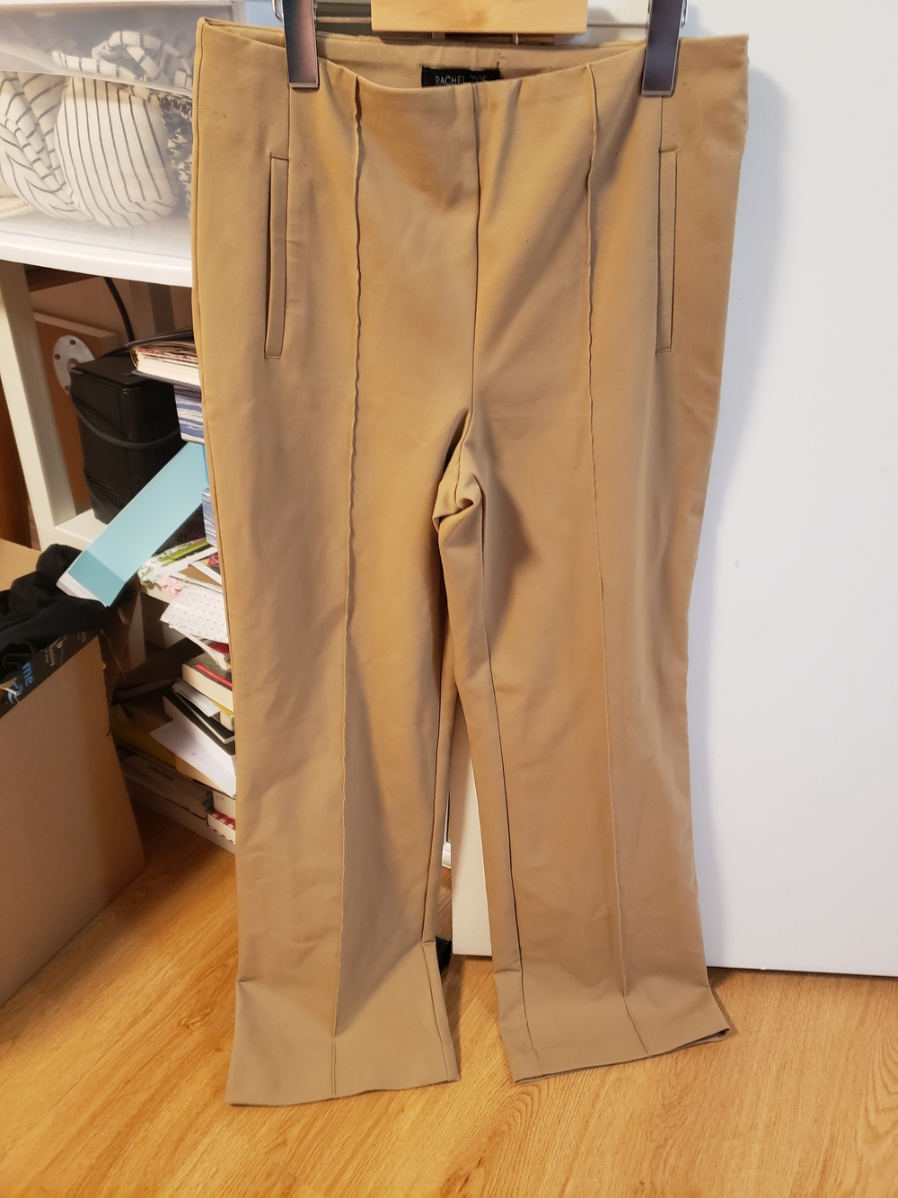 Rachel Zoe Stretchy Khaki Flat-Front Chinos